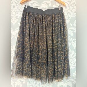 Streetwear Society Leopard Print Mesh Overlay Skirt
